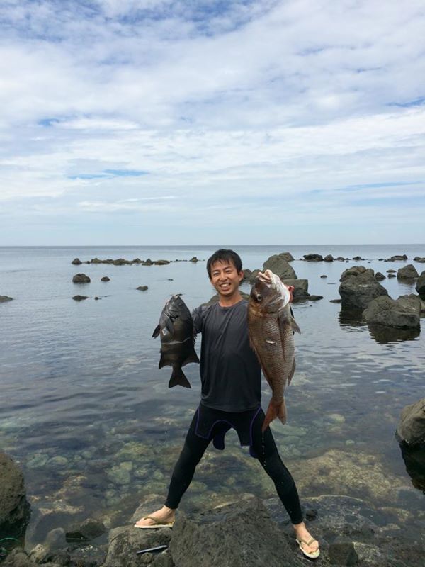 福井で魚突き！80cm弱の真鯛と40cm強の石鯛とキジハタとったどー！！ (8)