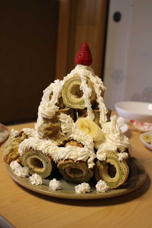 手作り抹茶バームクーヘンを「誕生日ケーキ城」にしてみた！これぞ新城！！ (7)