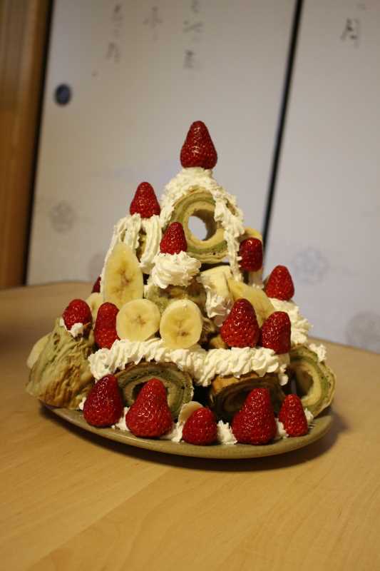 手作り抹茶バームクーヘンを「誕生日ケーキ城」にしてみた！これぞ新城！！ (9)