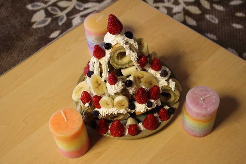 手作り抹茶バームクーヘンを「誕生日ケーキ城」にしてみた！これぞ新城！！ (11)