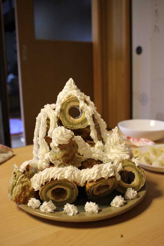 手作り抹茶バームクーヘンを「誕生日ケーキ城」にしてみた！これぞ新城！！ (6)